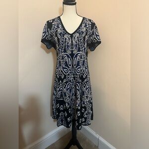 Etcetera Black and White V-Neck Knit Dress